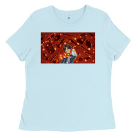 Baby Blue wizard boy and owl Ladies Tee - TumblerDesignByShophia