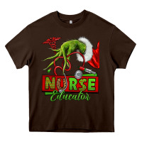 Chocolate Brown grinch hand nurse educator Heavy Core Tee - NancyCooperArtShop