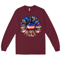 Burgundy american flag leopard Long Sleeve Tee - RanaPortraitStore