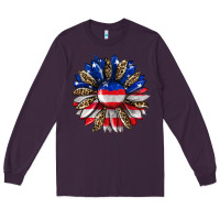 Plum american flag leopard Long Sleeve Tee - RanaPortraitStore
