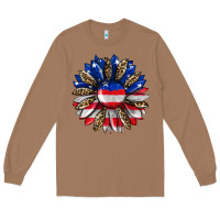 Toasted Coconut american flag leopard Long Sleeve Tee - RanaPortraitStore