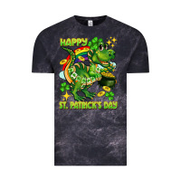 Cloud Black Happy St. Patrick's Day T-rex Vintage Tee - CowGirlArtShop
