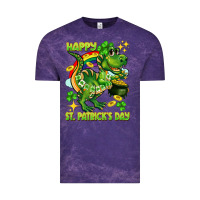 Cloud Purple Happy St. Patrick's Day T-rex Vintage Tee - CowGirlArtShop