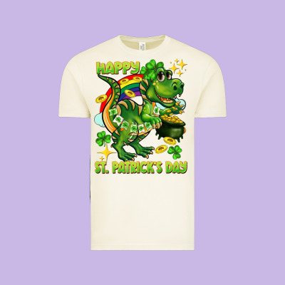 Happy St. Patrick's Day T-rex Vintage Tee Designed By Cowgirlartshop