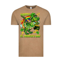 Vintage Coffee Happy St. Patrick's Day T-rex Vintage Tee - CowGirlArtShop