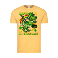 Vintage Mustard Happy St. Patrick's Day T-rex Vintage Tee - CowGirlArtShop
