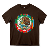 Chocolate Brown Mexico Coat of Arms Heavy Core Tee - texasbilliewilder
