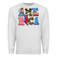 Oatmeal Heather america with heart Premium Sweatshirt - AdoDesignShop