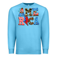 Ocean Blue america with heart Premium Sweatshirt - AdoDesignShop