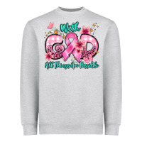 Heather Grey with god all things are possible Heavyweight Sweatshirt - BarkalooDesign