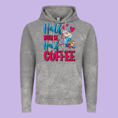 Half Nurse Half Coffee Vintage Hoodie Designed By Fadigitalartstudio