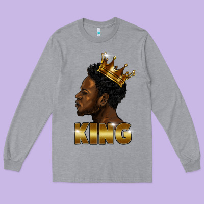 Black King Long Sleeve Tee Designed By Fadigitalartstudio