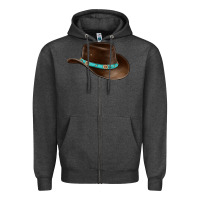 Charcoal Heather cowboy cap Zipper Hoodie - BarkalooDesign