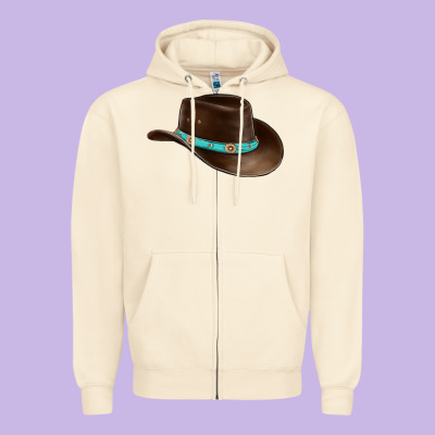 Cowboy Cap Zipper Hoodie Designed By Barkaloodesign