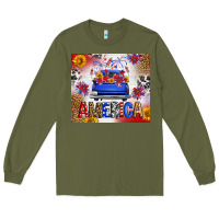 Army Green Fourth Of July America Truck Long Sleeve Tee - FaDigitalArtStudio