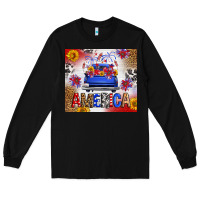 Black Fourth Of July America Truck Long Sleeve Tee - FaDigitalArtStudio