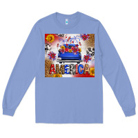 Colony Blue Fourth Of July America Truck Long Sleeve Tee - FaDigitalArtStudio