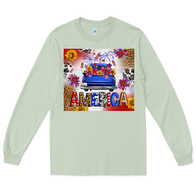 Fourth Of July America Truck Long Sleeve Tee by FaDigitalArtStudio | Teevron