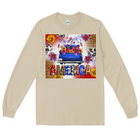 Mushroom Fourth Of July America Truck Long Sleeve Tee - FaDigitalArtStudio
