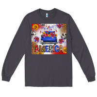 Smoke Fourth Of July America Truck Long Sleeve Tee - FaDigitalArtStudio