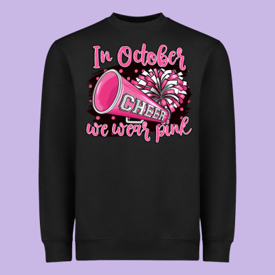 In October We Wear Pink Cheer Heavyweight Sweatshirt Designed By Barkaloodesign