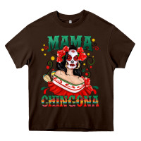 Chocolate Brown Mama Chingona Skull Heavy Core Tee - texasbilliewilder