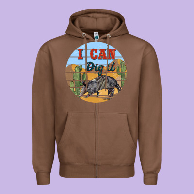 I Can Dig It Armadillo Zipper Hoodie Designed By Barkaloodesign