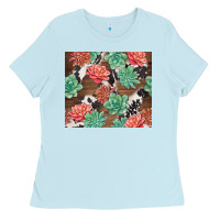 Baby Blue succulents and cowhide Ladies Tee - TumblerDesignByShophia