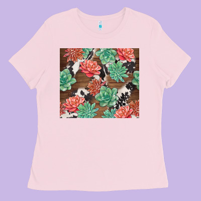 Succulents And Cowhide Ladies Tee Designed By Tumblerdesignbyshophia