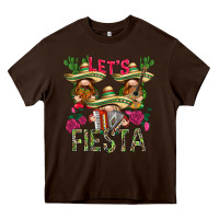 Chocolate Brown Let's Fiesta with gnomes Heavy Core Tee - NancyCooperArtShop