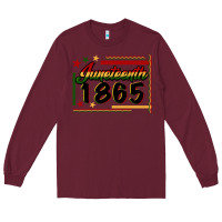 Burgundy Juneteenth 1865 Long Sleeve Tee - FaDigitalArtStudio