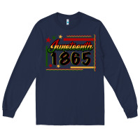 Navy Juneteenth 1865 Long Sleeve Tee - FaDigitalArtStudio