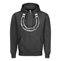 Charcoal Heather horseshoe Zipper Hoodie - BarkalooDesign
