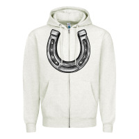 Oatmeal Heather horseshoe Zipper Hoodie - BarkalooDesign