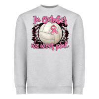 Heather Grey in october we wear pink volleyball Heavyweight Sweatshirt - BarkalooDesign