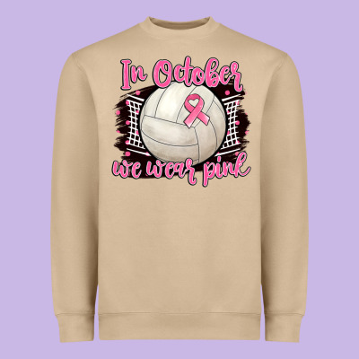 In October We Wear Pink Volleyball Heavyweight Sweatshirt Designed By Barkaloodesign