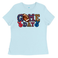 Baby Blue Game day red and blue Ladies Tee - HowdyJamesFarm