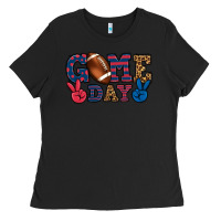 Black Game day red and blue Ladies Tee - HowdyJamesFarm