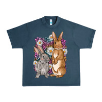 Midnight Navy Bunnys Easter with leopard background Urban Heavy Tee - OliviaCreatesArt