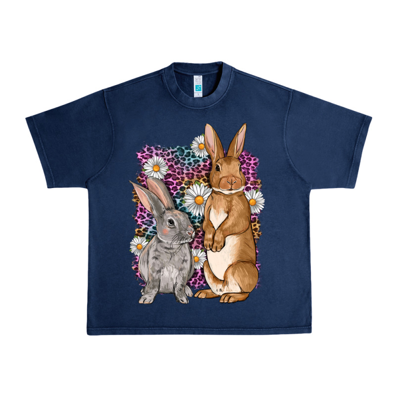 Bunnys Easter With Leopard Background Urban Heavy Tee by OliviaCreatesArt | Teevron