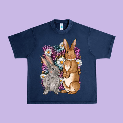 Bunnys Easter With Leopard Background Urban Heavy Tee Designed By Oliviacreatesart