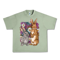 Oil Green Bunnys Easter with leopard background Urban Heavy Tee - OliviaCreatesArt