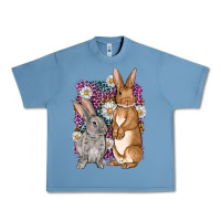 Pebble Blue Bunnys Easter with leopard background Urban Heavy Tee - OliviaCreatesArt