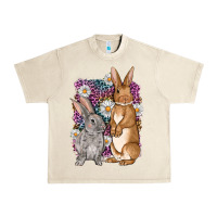 Sandshell Bunnys Easter with leopard background Urban Heavy Tee - OliviaCreatesArt