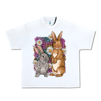 White Bunnys Easter with leopard background Urban Heavy Tee - OliviaCreatesArt
