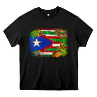 Black Mexico and Puerto Rico flag Heavy Core Tee - texasbilliewilder