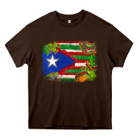 Chocolate Brown Mexico and Puerto Rico flag Heavy Core Tee - texasbilliewilder