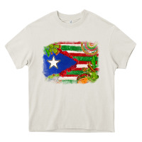 Cream Mexico and Puerto Rico flag Heavy Core Tee - texasbilliewilder