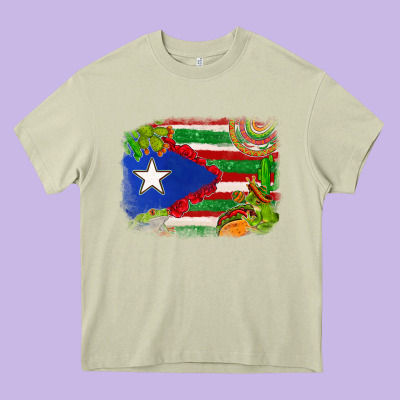 Mexico And Puerto Rico Flag Heavy Core Tee Designed By Texasbilliewilder