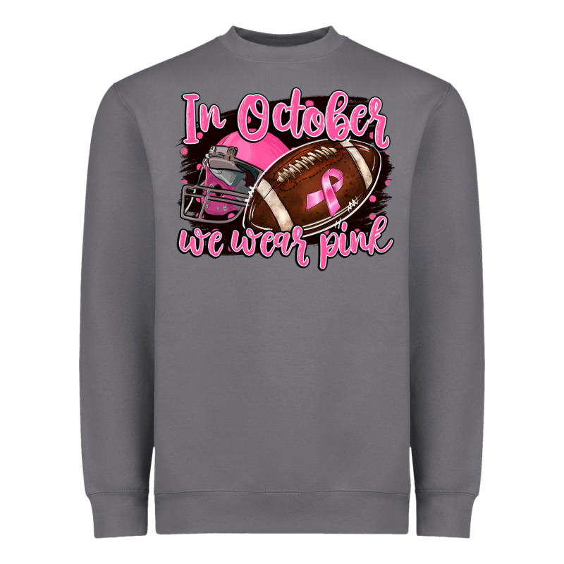 In October We Wear Pink With Football Heavyweight Sweatshirt by BarkalooDesign | Teevron